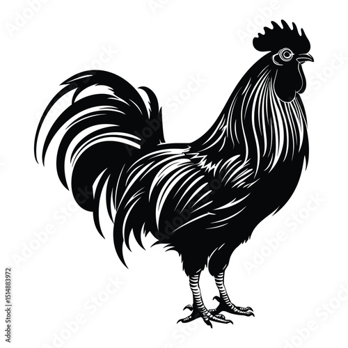 Rooster silhouette clipart on a white background