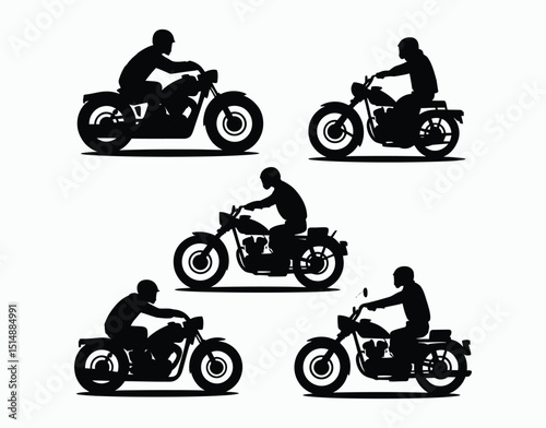 Biker Silhouette EPS Vector Template Illustration