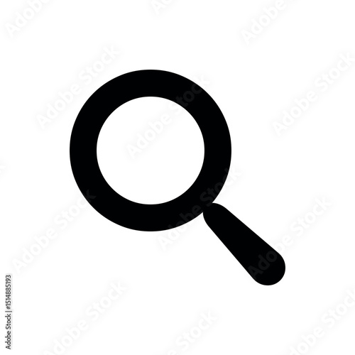 magnifying glass isolated on white, A standard black magnifying glass icon, universally recognized as a symbol for search, zoom, or investigation
