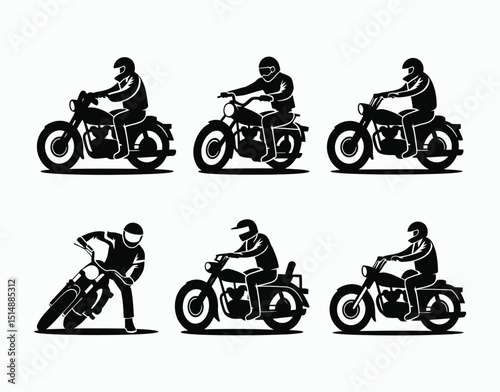 Elegant Biker Silhouette Vector EPS Template