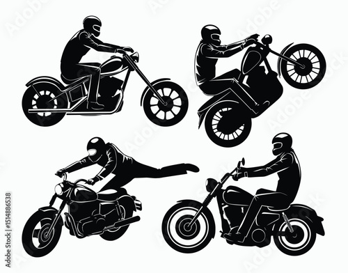 Rider Silhouette EPS Vector Template on White Background