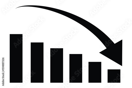 Rising trend with bar graph and upward arrow on grid background vector illustration