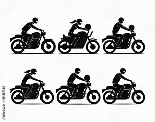 Simple and Bold Biker Silhouette Vector Template Set