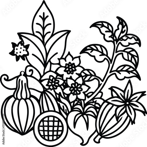 black and white floral ornament