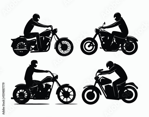 Rider Silhouette Isolated Template Set for Design