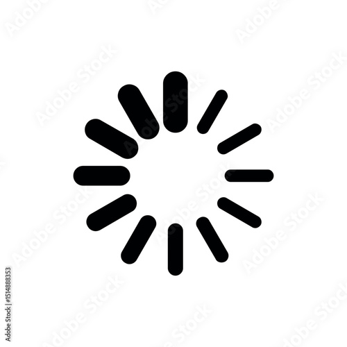 Radial Segment Spinner vector, A common black radial spinner made of radiating segments, widely used to signify loading, buffering, or an active process