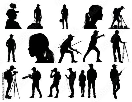 Collection Of Black Silhouettes Of People Engaging In Outdoor Activities