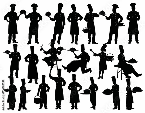 Collection Of Chef Silhouettes In Diverse Actions