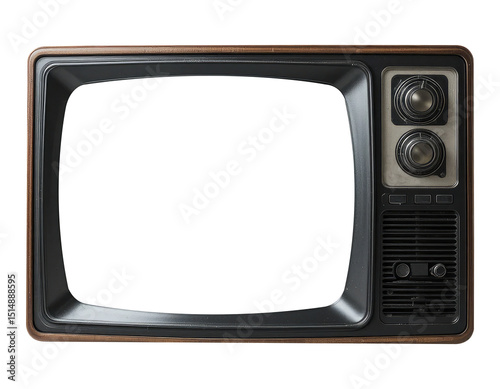 Classic Old Television PNG with Transparent Background for Design Use.