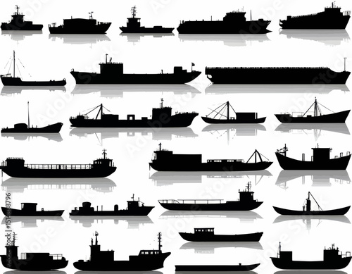 Collection Of Vessels On White Background