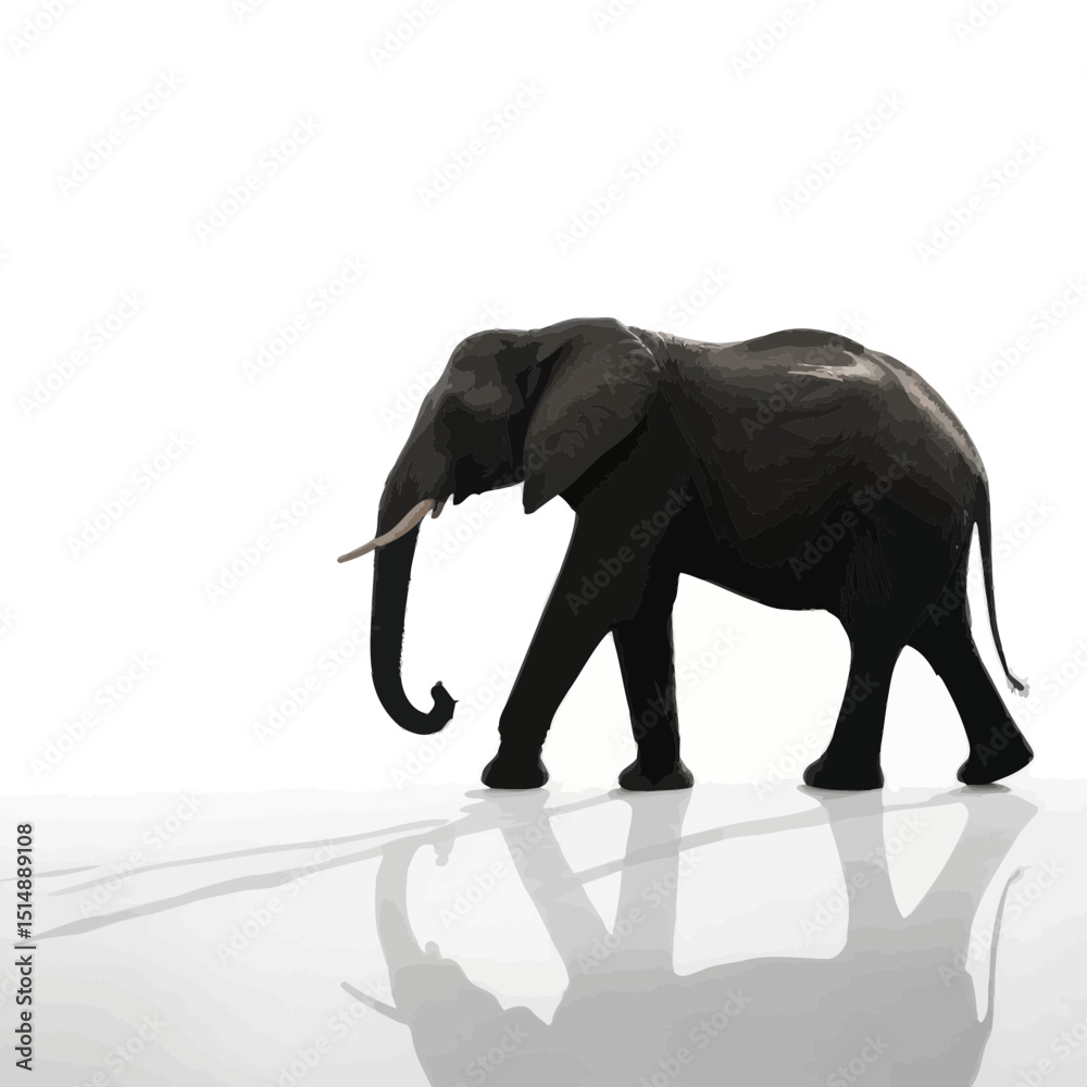 Obraz premium Majestic Elephant Walking On White Background Studio Shot