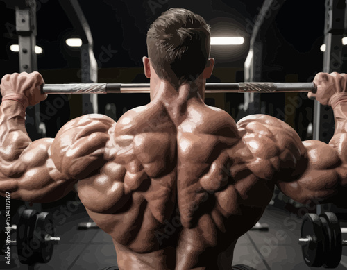 Muscular Person's Back During Strength Training In A Gym