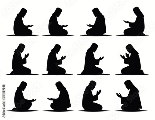 Silhouette of People Kneeling in Prayer