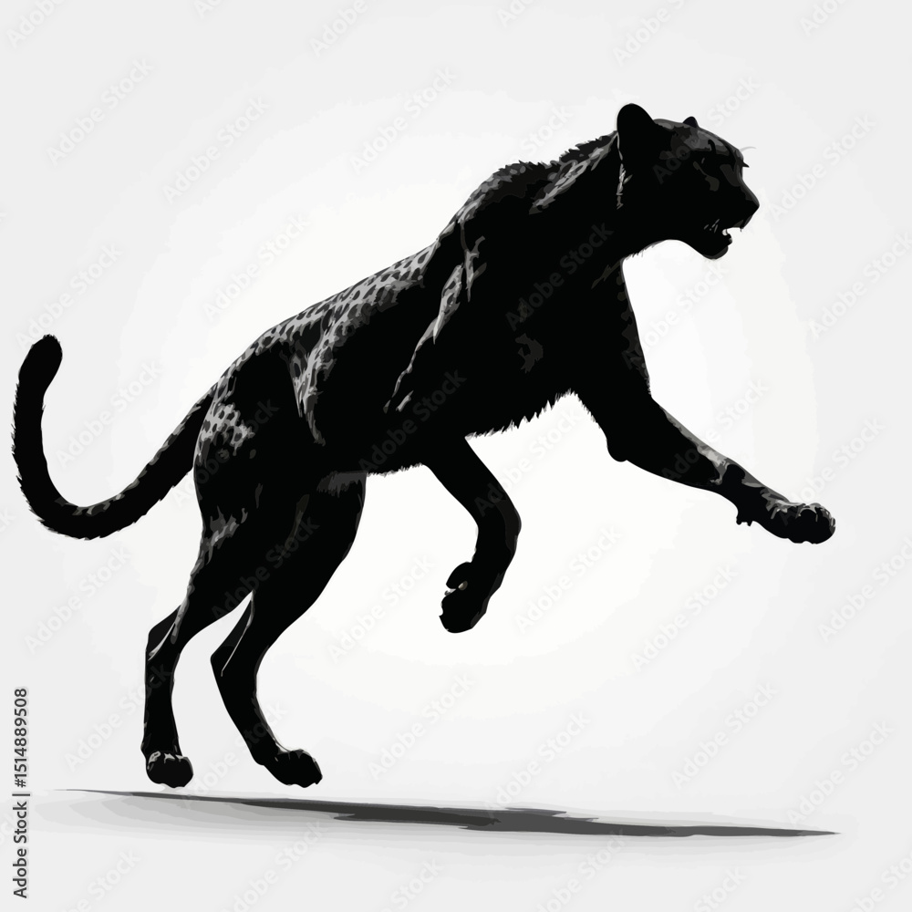 Fototapeta premium Wild Cat Silhouette Jumping