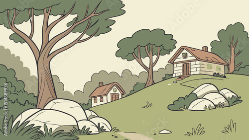 Charming Countryside Cottage Serene Hilltop Homes nestled in Lush Greenery