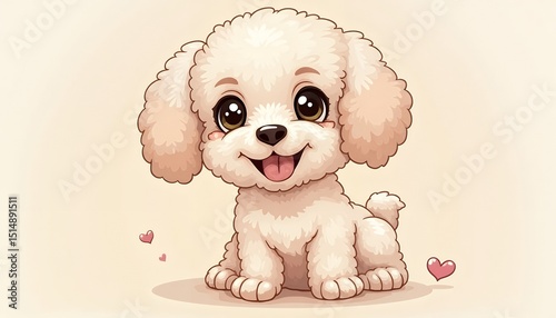 Cute Cartoon Dog with Hearts