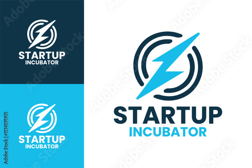 Modern and Professional Startup Incubator Logo Design in Blue Colors

