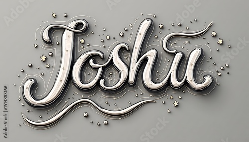 Elegant Lettering Joshu on Gray Background