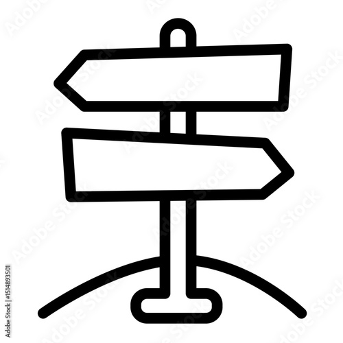 Signpost with wooden planks line icon, arabian desert concept. Vector graphics. Desert road routes pointer, navigation sign on white background, style mobile or design.