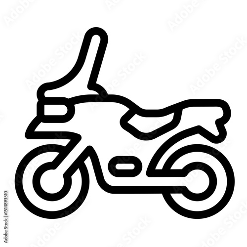 Motorcycle with front window glass line icon, desert transport concept. Vector graphics. Desert motorbike vehicle sign on white background, style mobile or design.