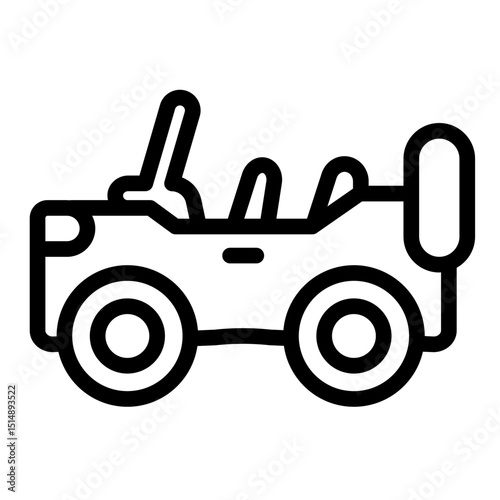 Convertible car with front window line icon, desert transport concept. Vector graphics. Automobile, military vehicle sign on white background, style mobile or design.