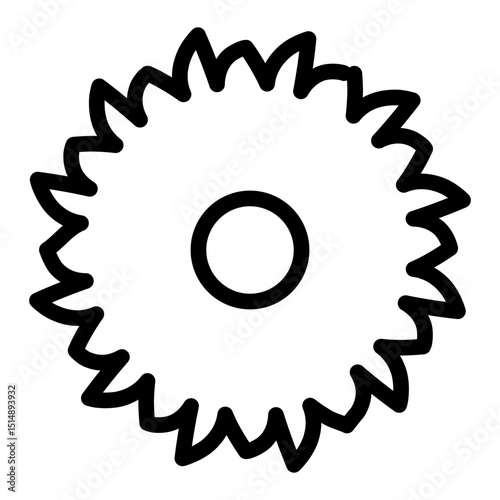 Sharp disc for saw line icon, forest industry concept. Vector graphics. Round disk of sharp saw, wood sawing sign on white background, style mobile or design.