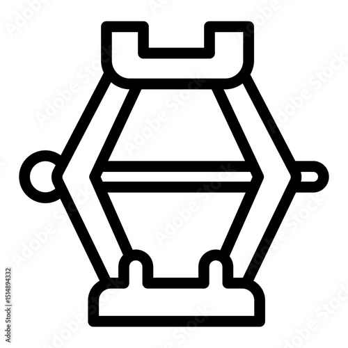 Lift jack line icon, tires fitting concept. Vector graphics. Foldable jack for changing wheels, car service sign on white background, style mobile or design.