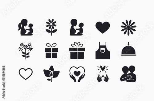 Collection of Love, Family, and Celebration Icons