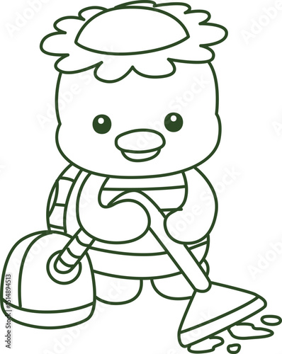 Lineart of Kawaii japanese mythology Kappa sticker cute.
Coloring book of Cute kappa mascot ghost japanese.