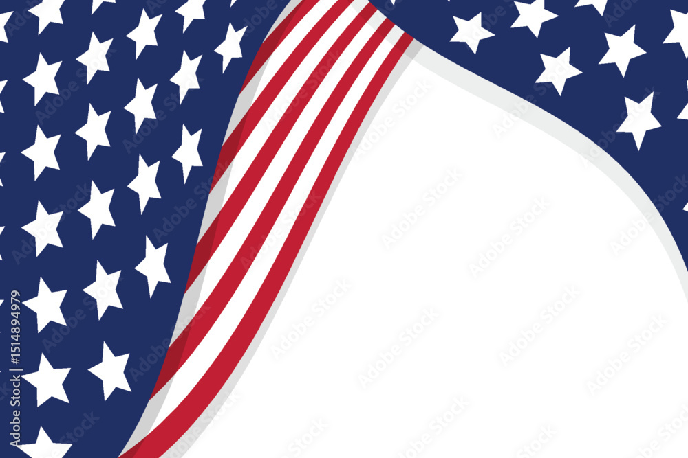 Fototapeta premium 4th july USA Independence day Memorial Day Isolated transparent background Copy space Vector illustration Stars and stripes United States of America Patriotic template for banner card and advertising