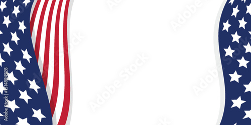 4th july USA Independence day Memorial Day Isolated transparent background Copy space Vector illustration Stars and stripes United States of America Patriotic template Vertical design