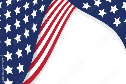 4th july USA Independence day Memorial Day Isolated transparent background Copy space Vector illustration Stars and stripes United States of America Patriotic template for banner card and advertising