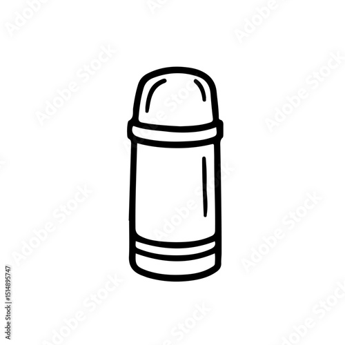 Vector illustration of a minimalist thermos bottle icon, perfect for travel design, outdoor adventure themes, or camping graphics. Ideal for websites, apps, and print media.