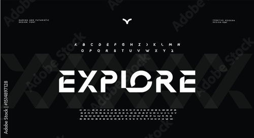 Creative simple modern urban alphabet font. Digital abstract futuristic, logo, music, sport, minimal technology typography. Simple numeric vector illustration