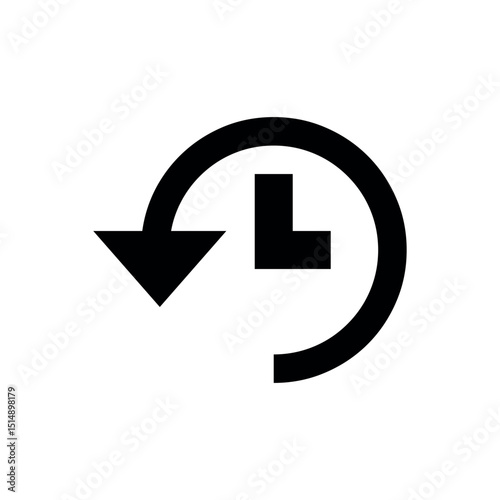 download arrow icon, History/Clock with Arrow Icon, This icon shows a clock with a rotating arrow, representing history, time tracking, or past events. Common in apps for logs or timelines