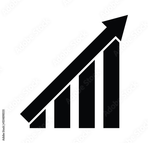 Graph going Up arrows vector. Financial arrows up. Growing bar graph icon. Profit up arrow symbol. Rising arrow symbol vector. Arrow vector illustration.