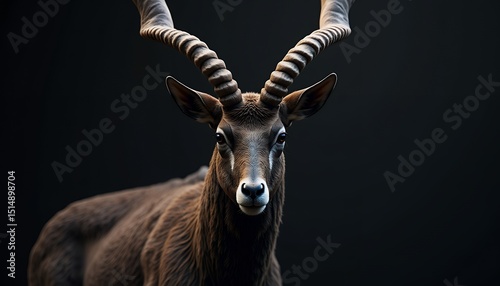 Sable Antelope with Spiral Horns Portrait