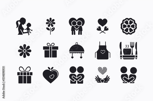 Collection of Love, Family, and Celebration Icons