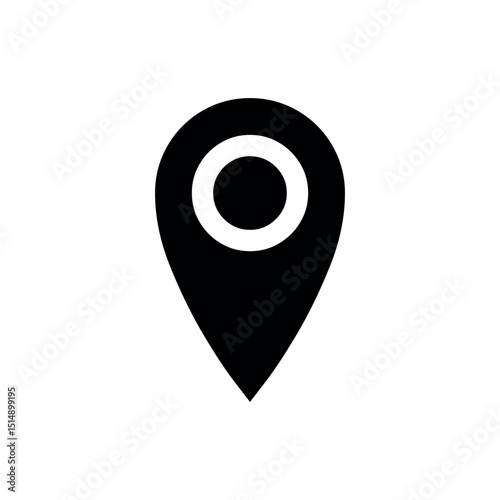 Map Pin - solid circle inside, A location marker icon with a solid inner circle, symbolizing a precisely marked point. It represents location targeting or an active geolocation