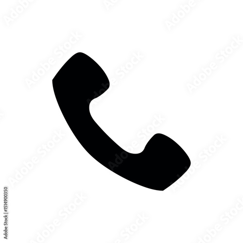 Phone Call Icon, A traditional black telephone handset icon tilted diagonally, symbolizing making or receiving a phone call.