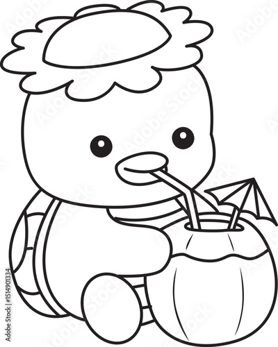 Lineart of Kawaii japanese mythology Kappa sticker cute.
Coloring book of Cute kappa mascot ghost japanese.