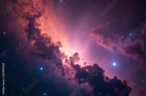 A stunningly beautiful colorful nebula floating in deep space with a glowing astronomical background universe

