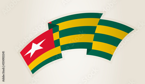 Togo Flag in Abstract Ribbon Shape, National Symbol of the Togo.