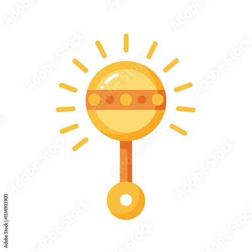 Colorful baby rattle icon in flat design with playful elements  on a transparent background icon	