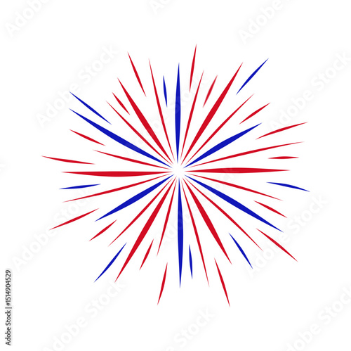 Fireworks Fourth of July. Fireworks with a red and blue stars and sparks . United states of america independence day fireworks. Vector Illustration