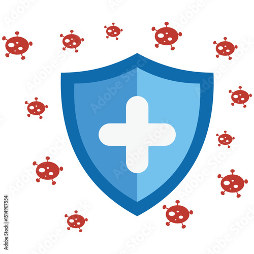 medical sheild protect from viruses flat icon 