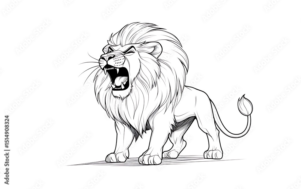 Fototapeta premium Roaring Lion Illustration