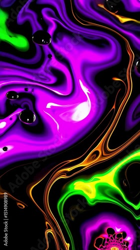 Psychedelic Liquid Motion Scene with Melting Black and Gold Forms Flowing Into Kaleidoscopic Fractals and Shifting Neon Colors in a Hypnotic Surreal Visual Experience
