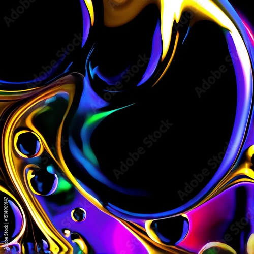 Psychedelic Liquid Motion Scene with Melting Black and Gold Forms Flowing Into Kaleidoscopic Fractals and Shifting Neon Colors in a Hypnotic Surreal Visual Experience, Trippy wallpaper background
