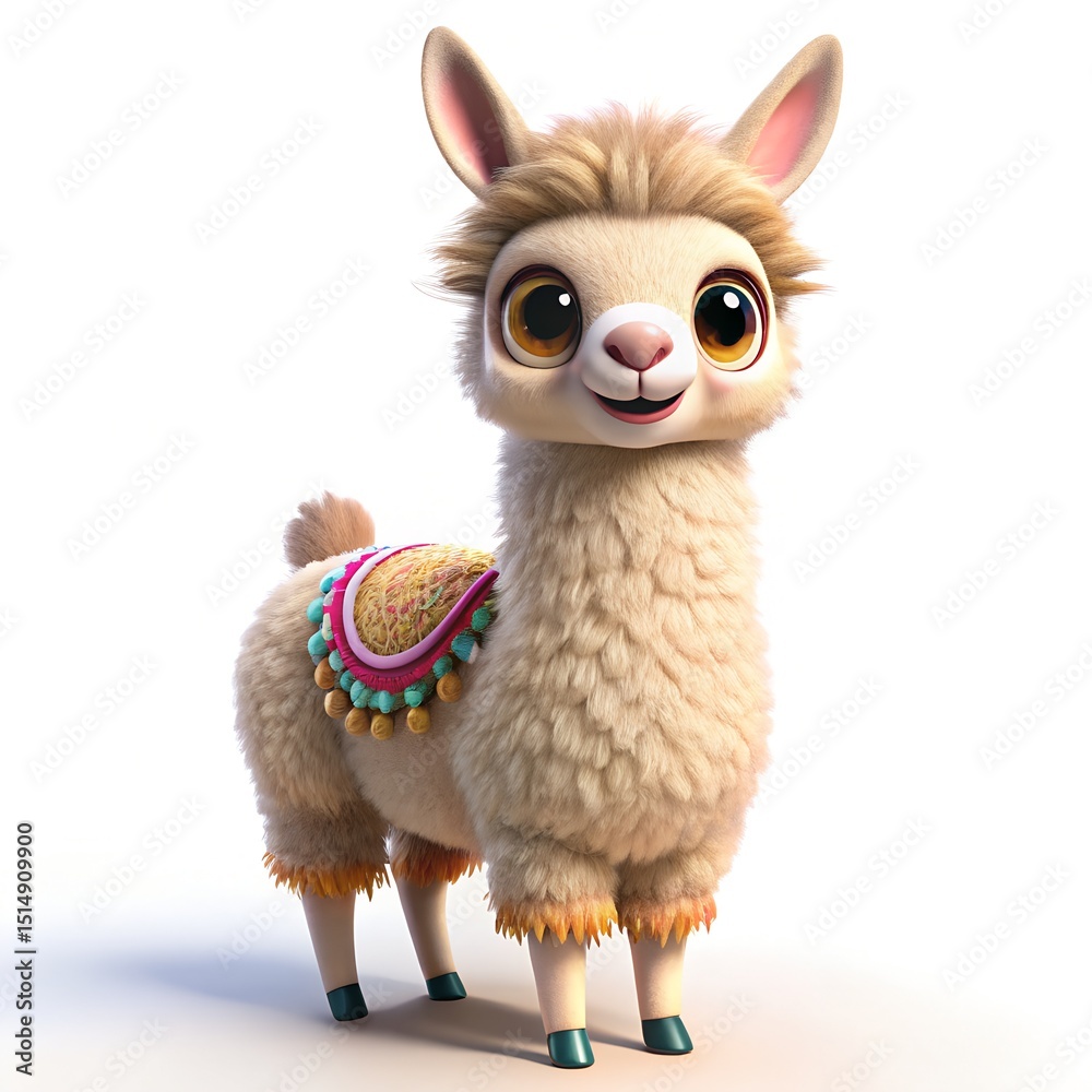 Fototapeta premium 3D Llama isolated on white background.